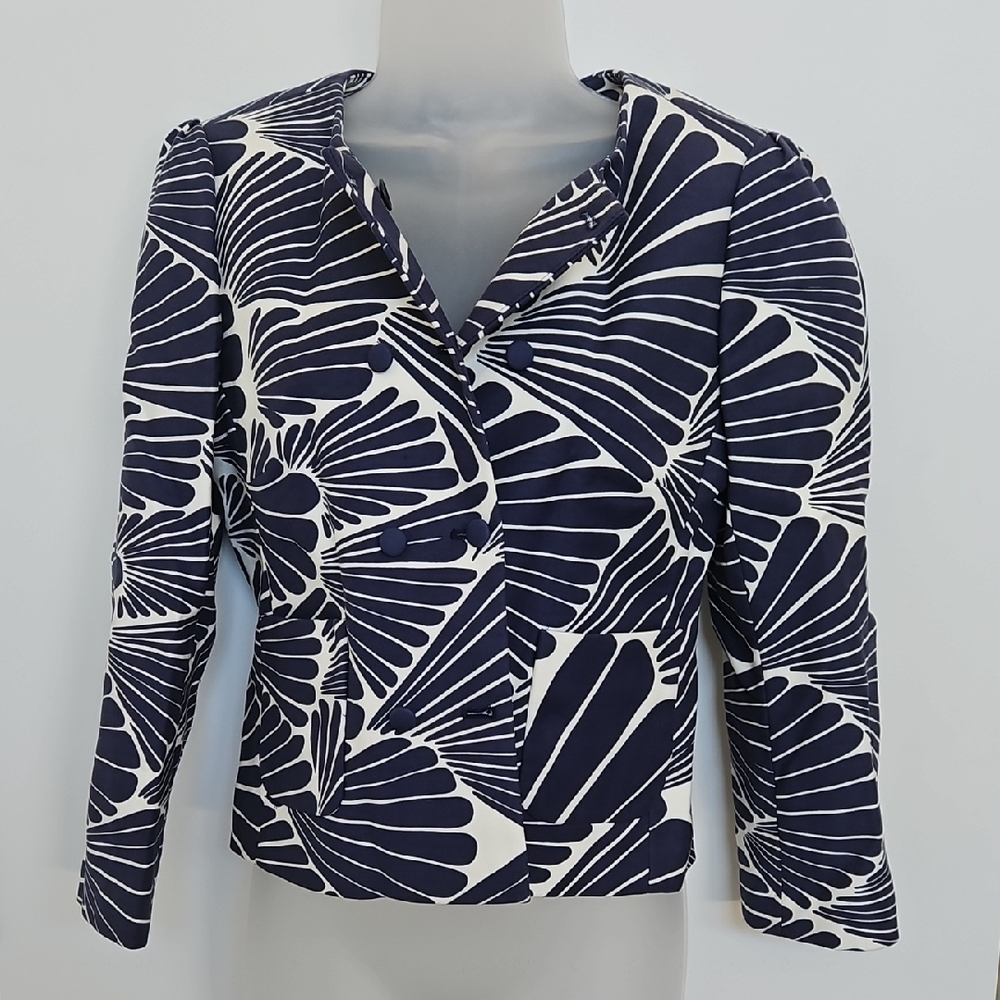 J. Crew Navy and White Blazer